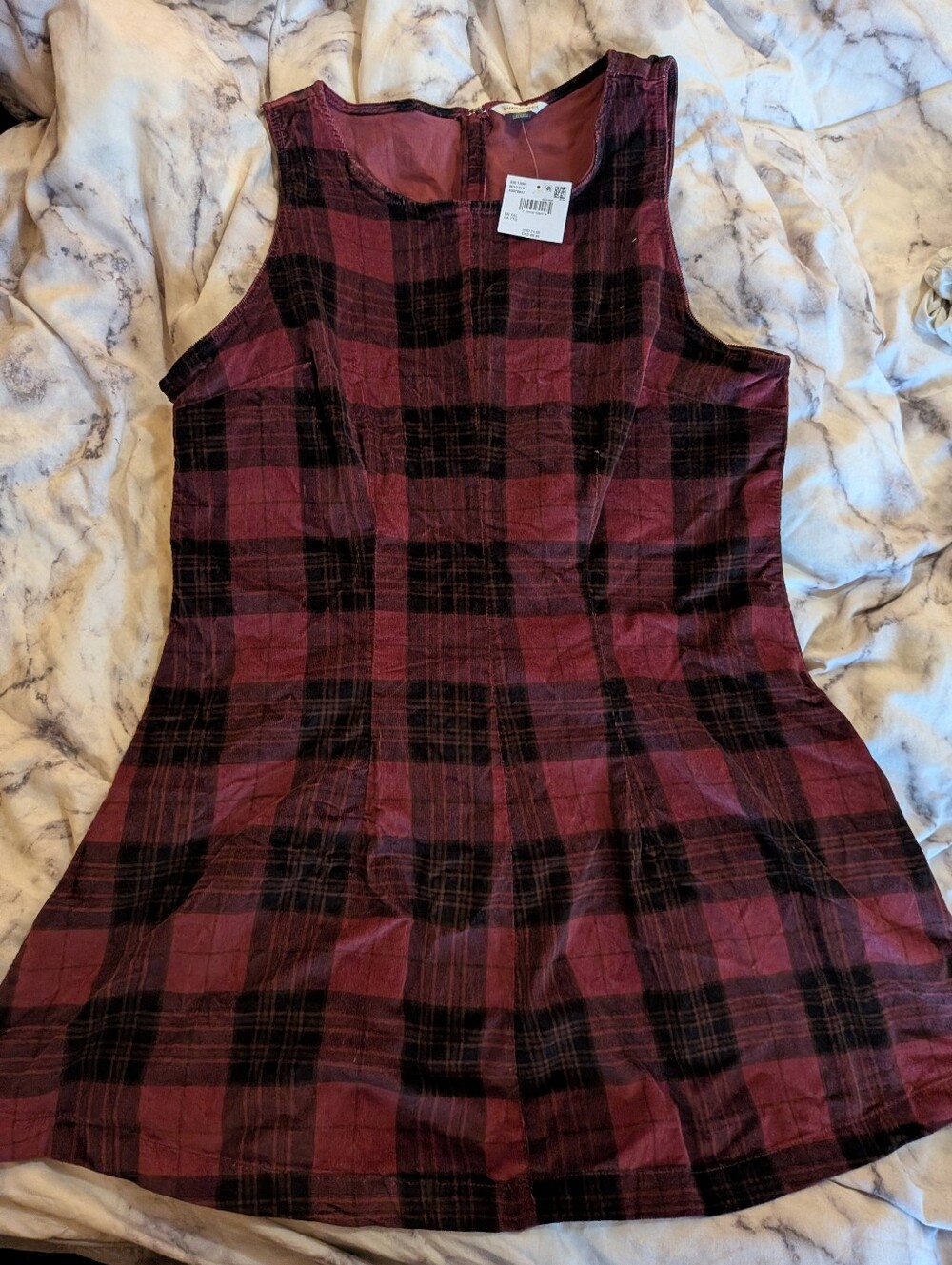 NWT American Eagle Plaid Velvet Mini Dress